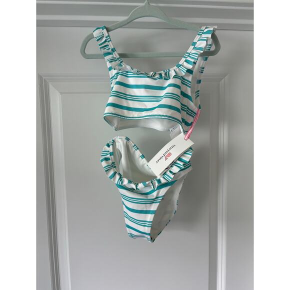 Vineyard Vines J-Stripe Square Neck Bikini White and Blue Size 5/6 NWTs - Picture 1 of 4